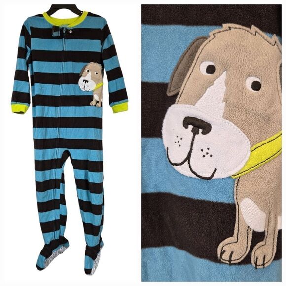 Carter's Boys 4T Stripe Blanket Sleeper Footie Onesie Pajama PJ Fleece Sleepwear - Picture 1 of 7